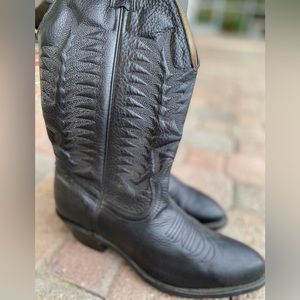 Mens Black Leather Cowboy Boots